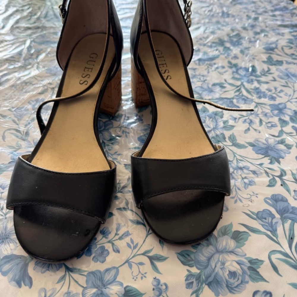 Guess Black Block Heel Sandals